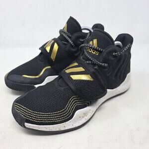 Adidas Deep Threat FV8633 Basketball Shoes Black Gold Youth Size 5 / Women 6.5